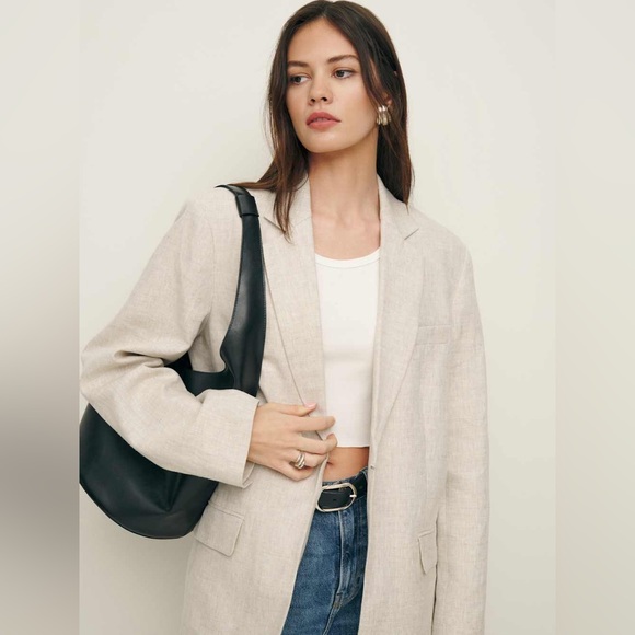 NWT Reformation Drew Oversized Linen Blazer in Oatmeal - Picture 7 of 10